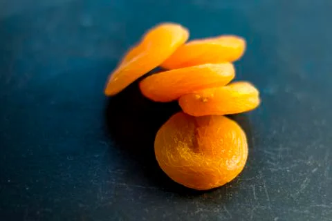 Dried apricots, top view, macro. Stock Photos