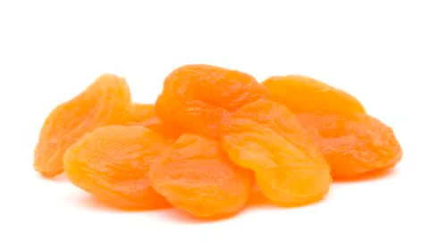 Dried Apricots on a White Background Stock Photos