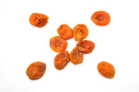 Dried apricots on a white background Foto stock