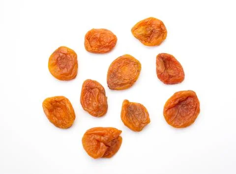 Dried apricots on a white background Stock Photos