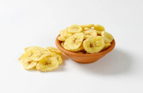 Dried banana chips Stock Photos