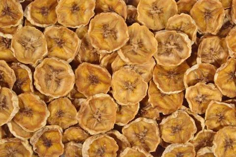 Dried bananas background Stock Photos