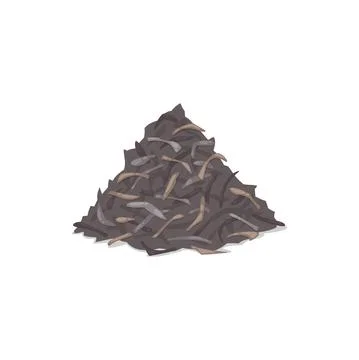 Dried black or green tea leaves in pile isolated Stock Illustration