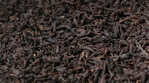 Dried black tea leaves close up. Macro.  view on turntable Stock Footage 204158659