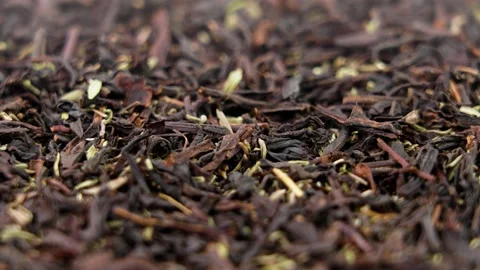 Dried black tea leaves with thyme herb Stock Footage 226810782