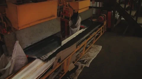 Dried black tea moved by transportation line at the tea factory. Video stock 48568461