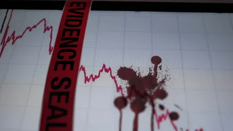 Dried Blood With Evidence Sealed Computer Screen Market Crash Suicide  Stock Footage 168936671