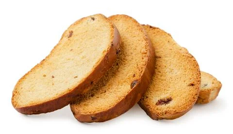 Dried bread with raisins on a white background. Isolated Stock Photos