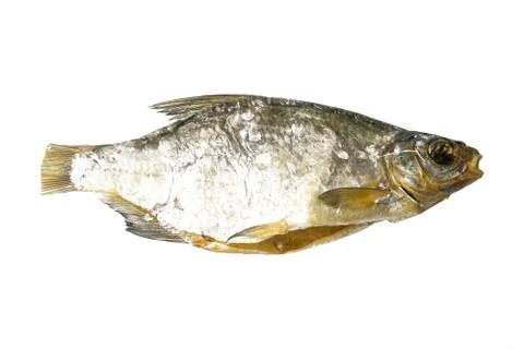 Dried bream on a white background. Snack Fish to beer. Close up Stock Photos