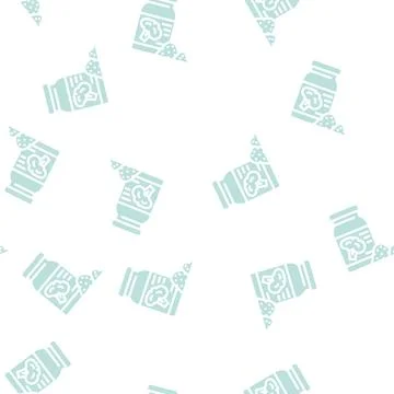 Dried broccoli glyph vector seamless pattern Stock Illustration