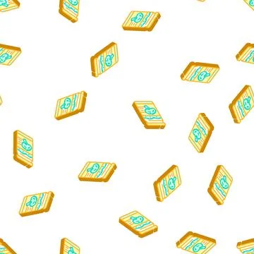Dried broccoli isometric icon seamless pattern Stock Illustration