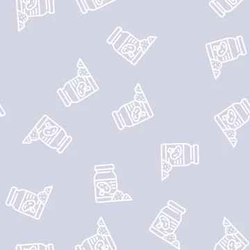 Dried broccoli line vector seamless pattern Stock Illustration