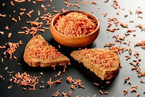 Dried carrots with bread for cooking. Stock Photos