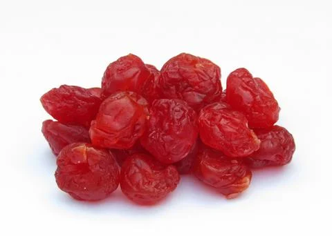 Dried cherry on white background close-up view  Stock Photos