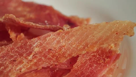 Dried chicken meat is a perfect snack with beer. Stock Footage 336681262