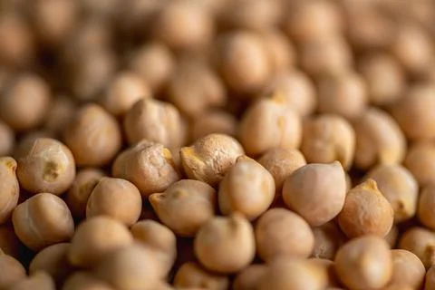 Dried chickpeas creating a textured background, representing healthy food, ve Stock Photos