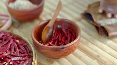 Dried chili in the hot chilli Stock Video Pond5