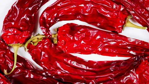 Dried chili pepper on white background. Hot, spicy, freshness concept. Stock Footage 165649004