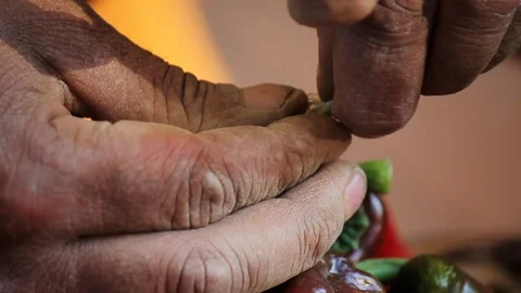 Dried chili peppers Stock Footage 129399237