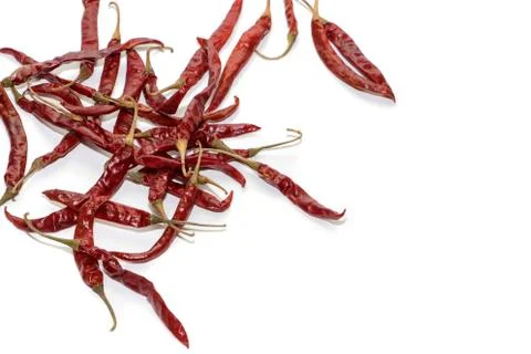 Dried chilli on  white background Stock Photos