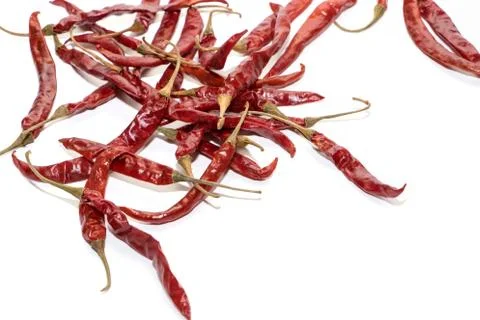 Dried chilli on  white background Stock Photos