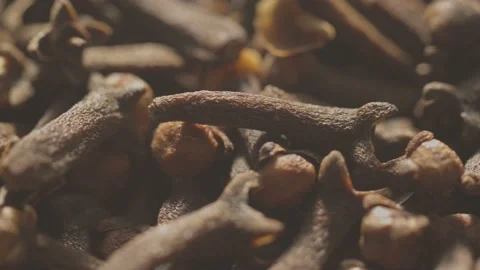 Dried cloves rotate in a circle. fragrant seasoning Stock Footage 211110724