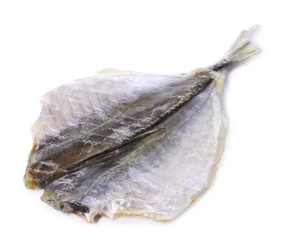 Dried cod fish fillet isolated on white Stock Photos