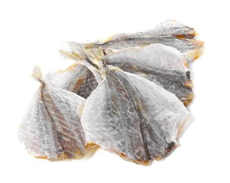 Dried cod fish fillets isolated on white Stock Photos