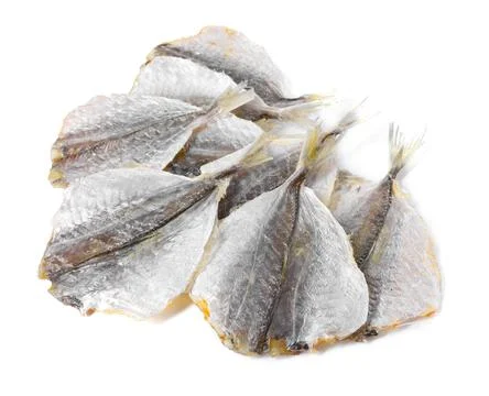 Dried cod fish fillets isolated on white 스톡 사진