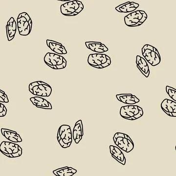 Dried cooked meat line seamless pattern Stock Illustration