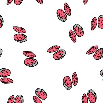 Dried cooked meat vector seamless pattern Stock Illustration