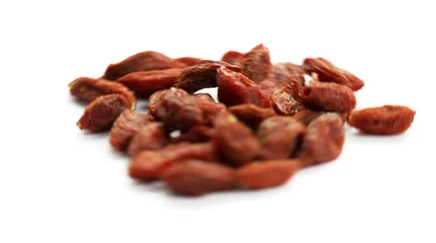 Dried Cranberries, studio shot on white background Stock Footage 34536515