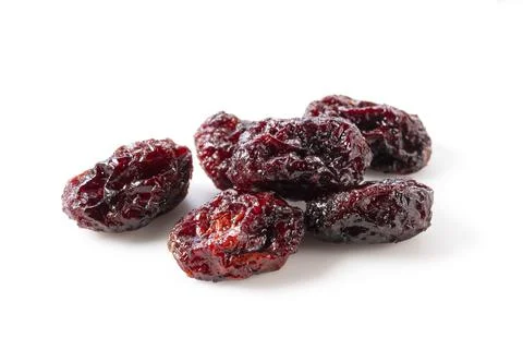 Dried cranberries on white background Stock Photos
