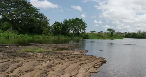 A dried Dam in Africa Stock Footage 159356472