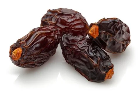 Dried date fruit isolated on white Stock Photos