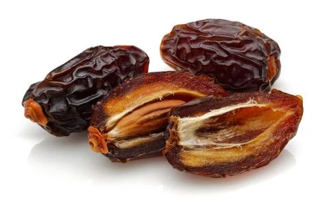 Dried date fruit isolated on white Stock Photos