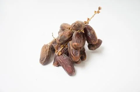 Dried date on white background. Horizontal Stock Photos