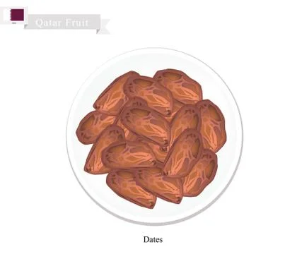 Dried Dates are Popular Fruit in Qatar Stock Illustration