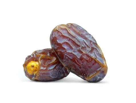 Dried dates close up isolated on white background Stock Photos