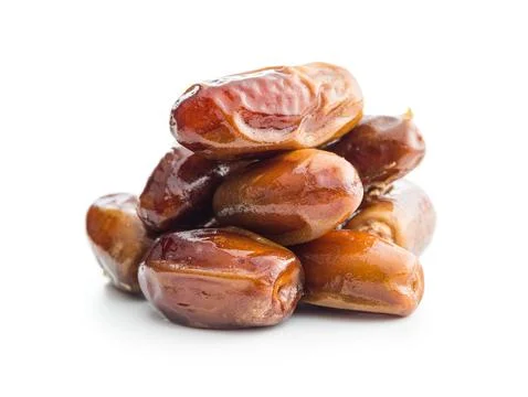 Dried dates fruit isolated on white background. Stock Photos