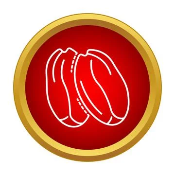 Dried dates fruit line icon red circle Stock Illustration