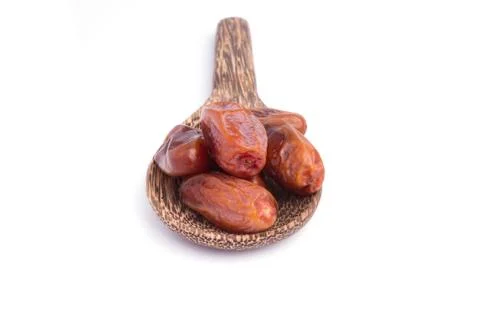 Dried dates fruit on white background Stock Photos