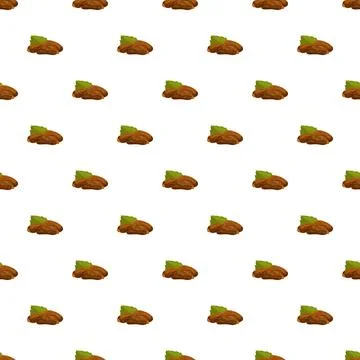Dried dates with green leaf repeating pattern イラスト素材