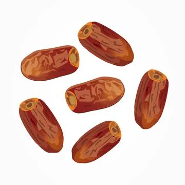 Dried dates isolated on white background. ramadan iftar food. Stock Illustration