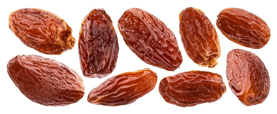 Dried dates isolated on white background with clipping path Stock Photos