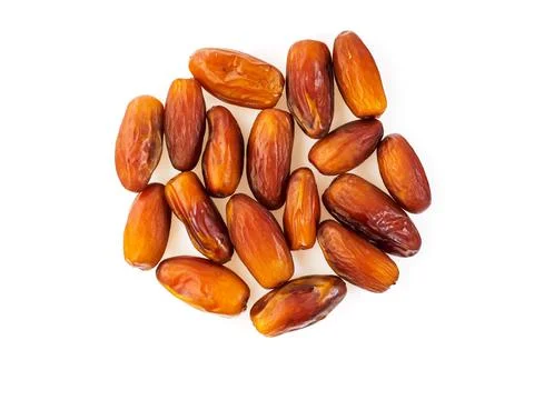 Dried dates isolated on white background, top view Stock Photos