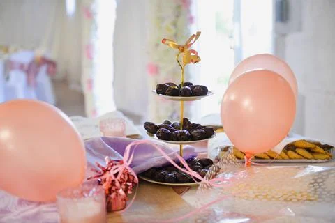 Dried dates on a plate Stock Photos