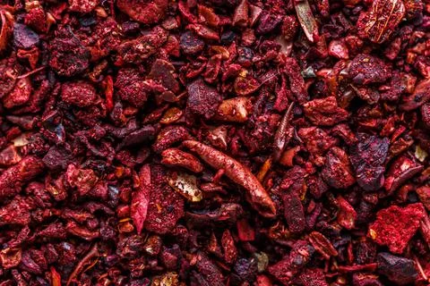 Dried dehydrated tomato. A mixture of different spices close up. Textures of  Stock Photos