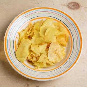 Dried Durian in a patterned dish in beautiful colors Stock Photos