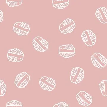 Dried eggplant line vector seamless pattern Stock Illustration